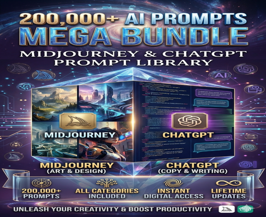 AI Mastery Bundle: 200,000+ Prompts for ChatGPT & Midjourney + Professional Training Ebooks