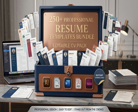 250+ Professional Resume Templates Bundle | Editable CV Pack (AI, EPS, DOCX, PDF Formats)