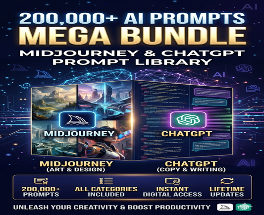 AI Mastery Bundle: 200,000+ Prompts for ChatGPT & Midjourney + Professional Training Ebooks