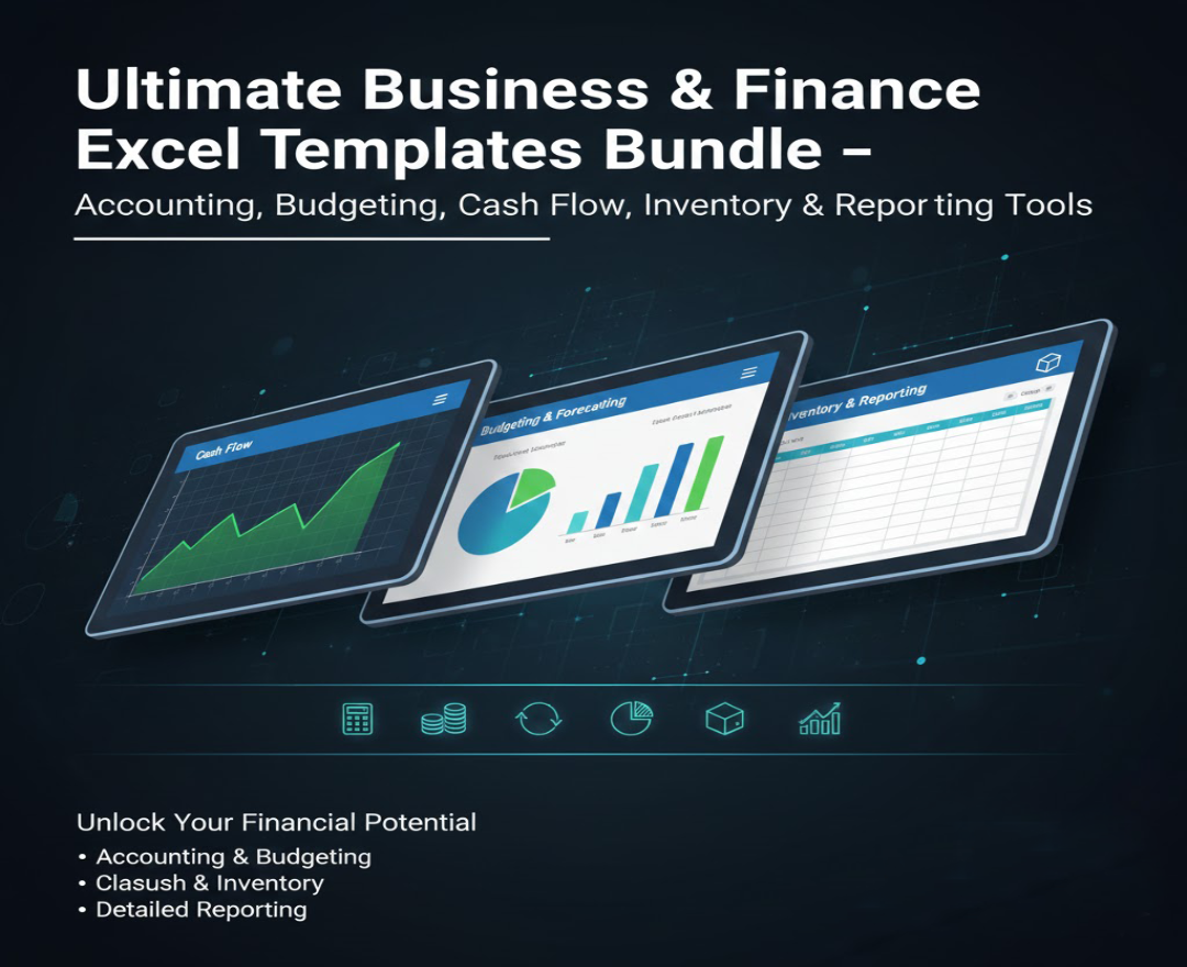Ultimate Business & Finance Excel Templates Bundle:  Accounting, Budgeting, Cash Flow, Inventory & Reporting Tools